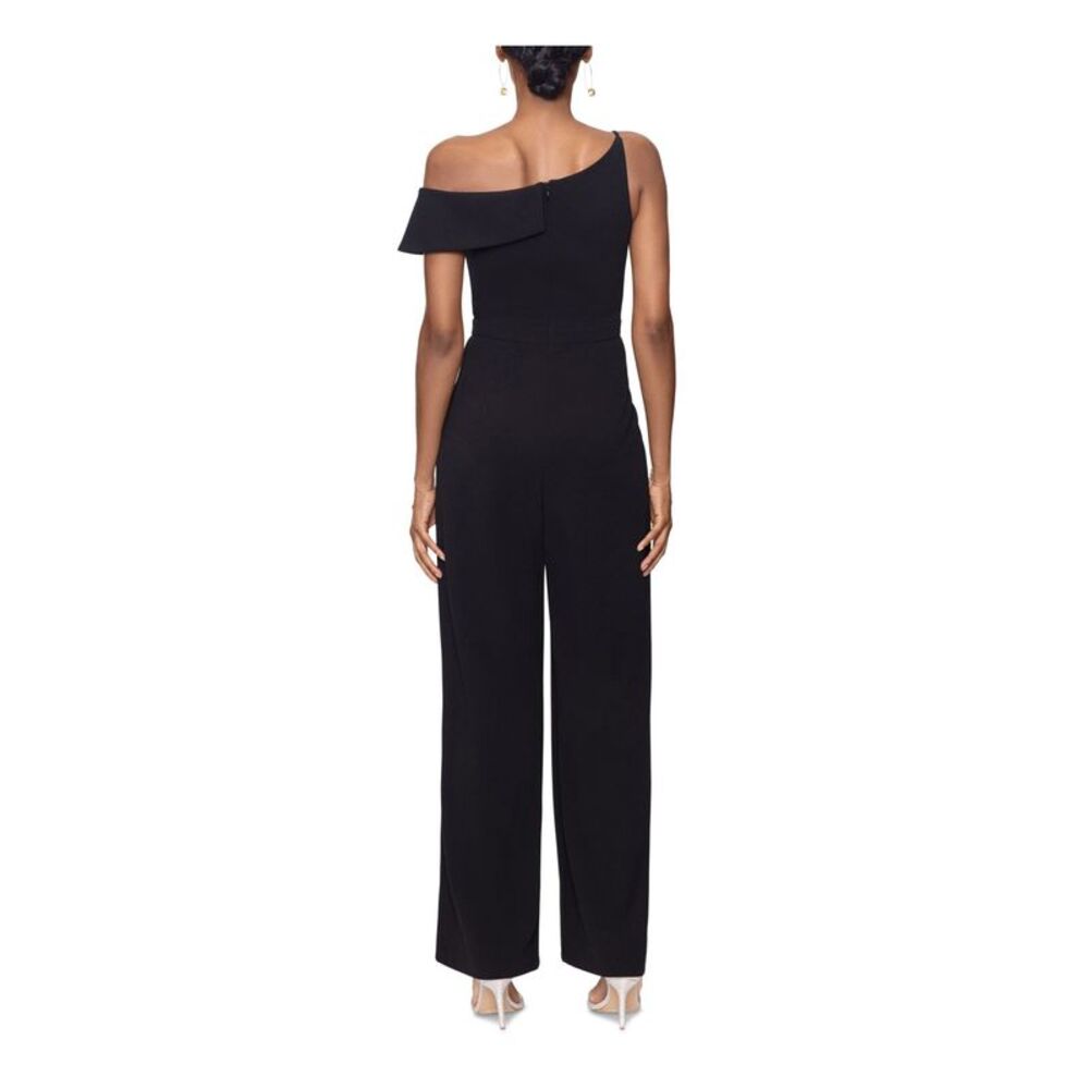 XSCAPE Womens Black Flutter Sleeve Party Straight leg Jumpsuit 14 - Picture 2 of 4